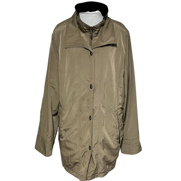 Fleet Street Ltd. Mens XL Olive Green, Beige Poly Coated Jacket - Picture 1 of 5